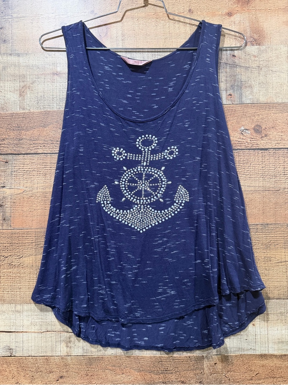 Navy Anchor Studded Tank Top by SJS- Women Size Large
